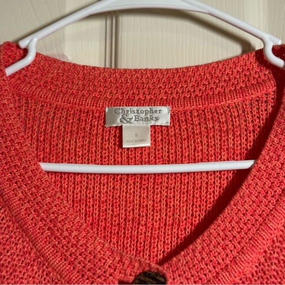 Christopher & Banks Vibrant Coral Cardigan Size S - Picture 3 of 10